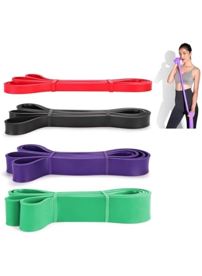 4 Pcs Exercise Resistance Bands Stretch Bands,Mobility Bands,Powerlifting Bands,Pull Up Assistance Bands,For Resistance Training, Muscle Training,Physical Therapy,Shape Body Home Workout
