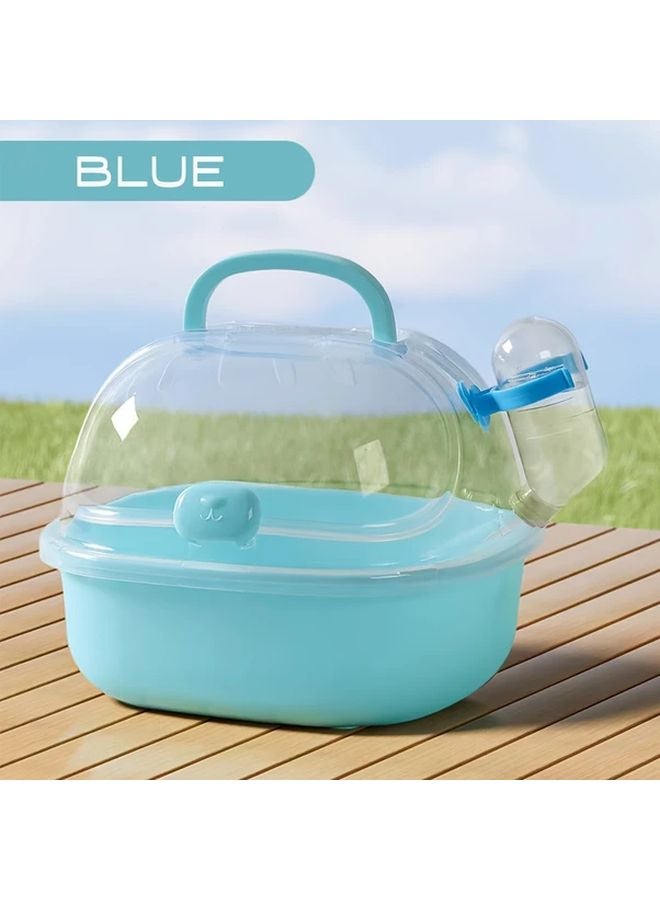 Blue Portable Hamster Carrier Cage with Breathable Design Transparent View Includes Water Bottle - Image 1