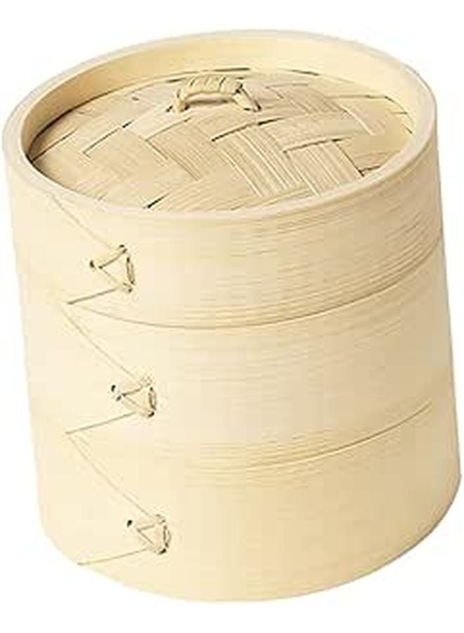 Compact Bamboo Steamer Basket For Dumplings Buns Dim Sum Camping Home Use - Image 1