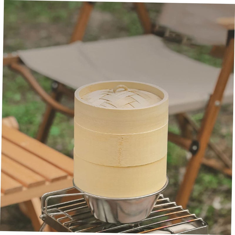 Compact Bamboo Steamer Basket For Dumplings Buns Dim Sum Camping Home Use - Image 3