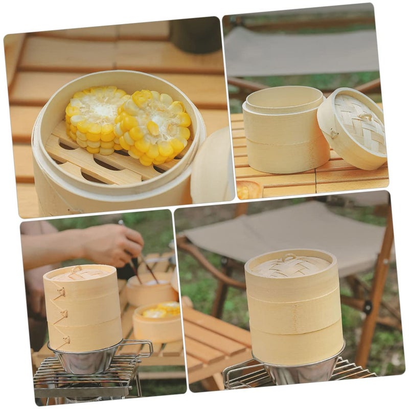 Compact Bamboo Steamer Basket For Dumplings Buns Dim Sum Camping Home Use - Image 4