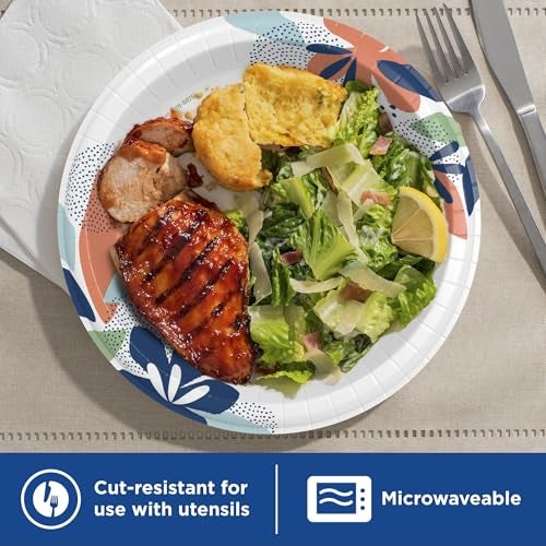 Dixie Large Paper Plates, 10 Inch, 54 Count, 2X Stronger, Microwave-Safe, Soak-Proof, Cut Resistant, Disposable Plates For Everyday Breakfast, Lunch, & Dinner Meals - Image 5