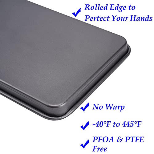 HYTK Thicken 1/4 Quarter Cookie Baking Sheet Pan 13.58 x 9.84Inch (Inner 12.8x9.06) Non-Stick Carbon Steel Bakeware 2 Pack - Image 5