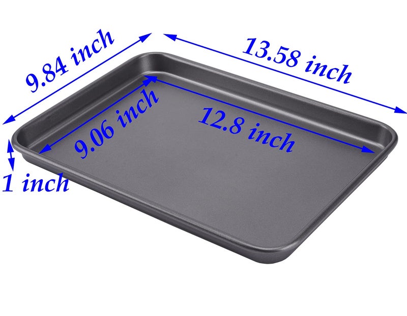 HYTK Thicken 1/4 Quarter Cookie Baking Sheet Pan 13.58 x 9.84Inch (Inner 12.8x9.06) Non-Stick Carbon Steel Bakeware 2 Pack - Image 2