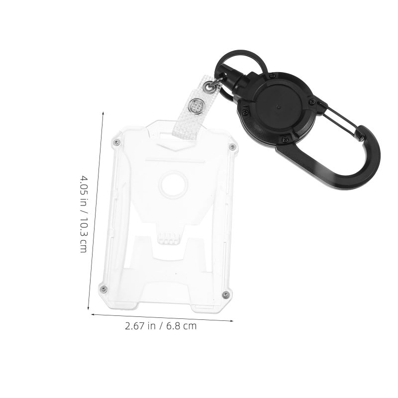 Heavy Duty Vertical Badge Holder Retractable Lanyard Clip Set Black - Image 3