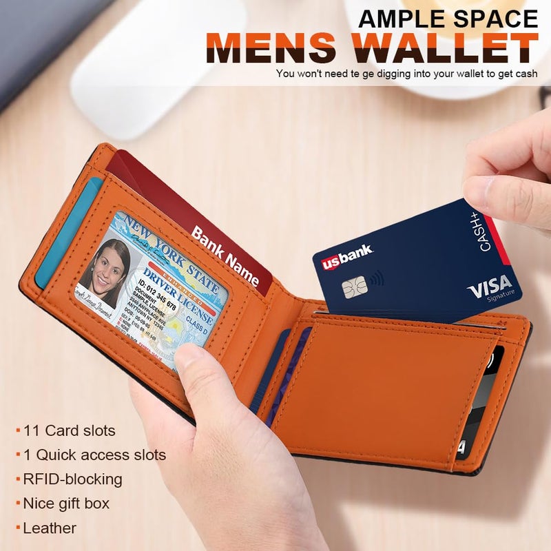 XZVXZV Men's Wallet slim wallet Carbon Fiber Bi-Fold Wallet - RFID Blocking Ultra Thin Card Holder (Holds 10+ Cards) Business & Travel Essential (Perfect Day Gift) - Image 4