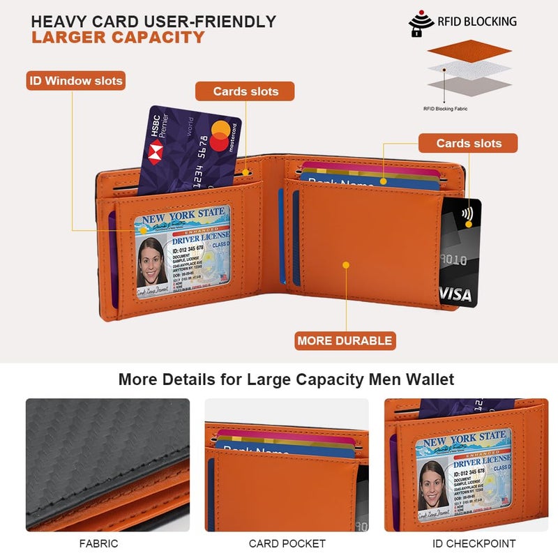 XZVXZV Men's Wallet slim wallet Carbon Fiber Bi-Fold Wallet - RFID Blocking Ultra Thin Card Holder (Holds 10+ Cards) Business & Travel Essential (Perfect Day Gift) - Image 3