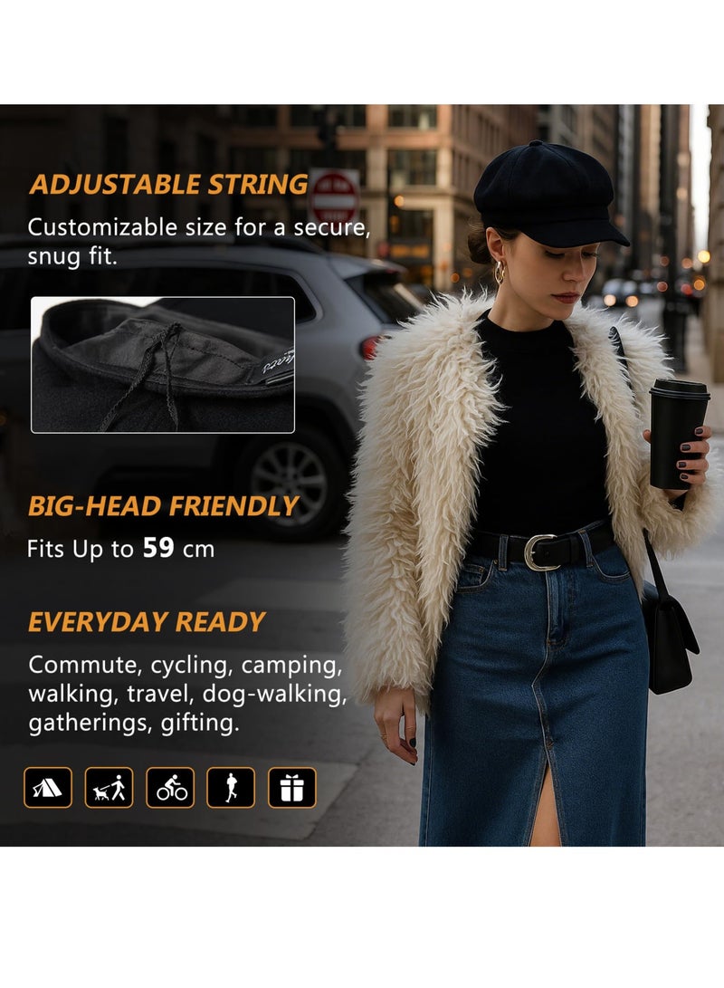 Dark Horse Wool Fashionable Newsboy Cap, Women's Winter Warm Flower Girl Cap, Beret - Image 3