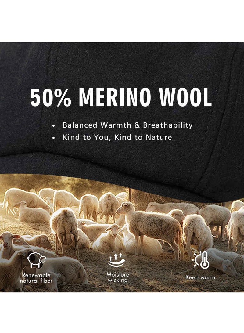 Dark Horse Wool Fashionable Newsboy Cap, Women's Winter Warm Flower Girl Cap, Beret - Image 4