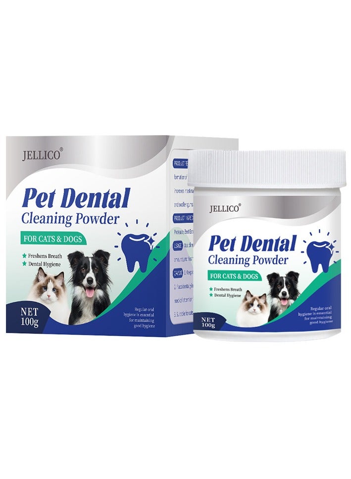 Jellico Pet Dental Cleaning Powder, Dog Dental Powder and Cats Breath Freshener, Plaque Off Pet Tooth Cleaning lab co, Bad Breath & Tartar Remover for Dogs, Dog Teeth Cleaning 100g - Image 1