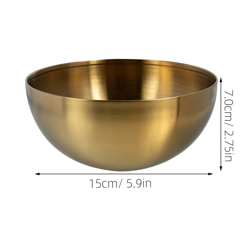 Amosfun Gold Stainless Steel Salad Bowl 5.9 Inch Multi-Function Mixing Bowl for Fruits Vegetables Snacks and Kitchen Use - Image 2