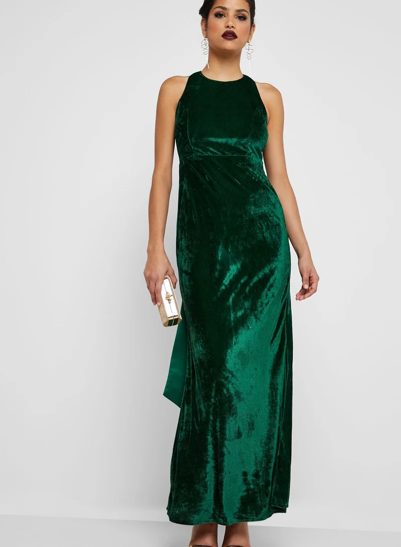 Ella Limited Edition Sash Neck Velvet Maxi Dress