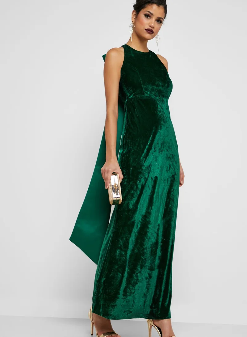 Ella Limited Edition Sash Neck Velvet Maxi Dress