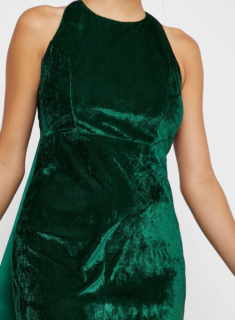 Ella Limited Edition Sash Neck Velvet Maxi Dress
