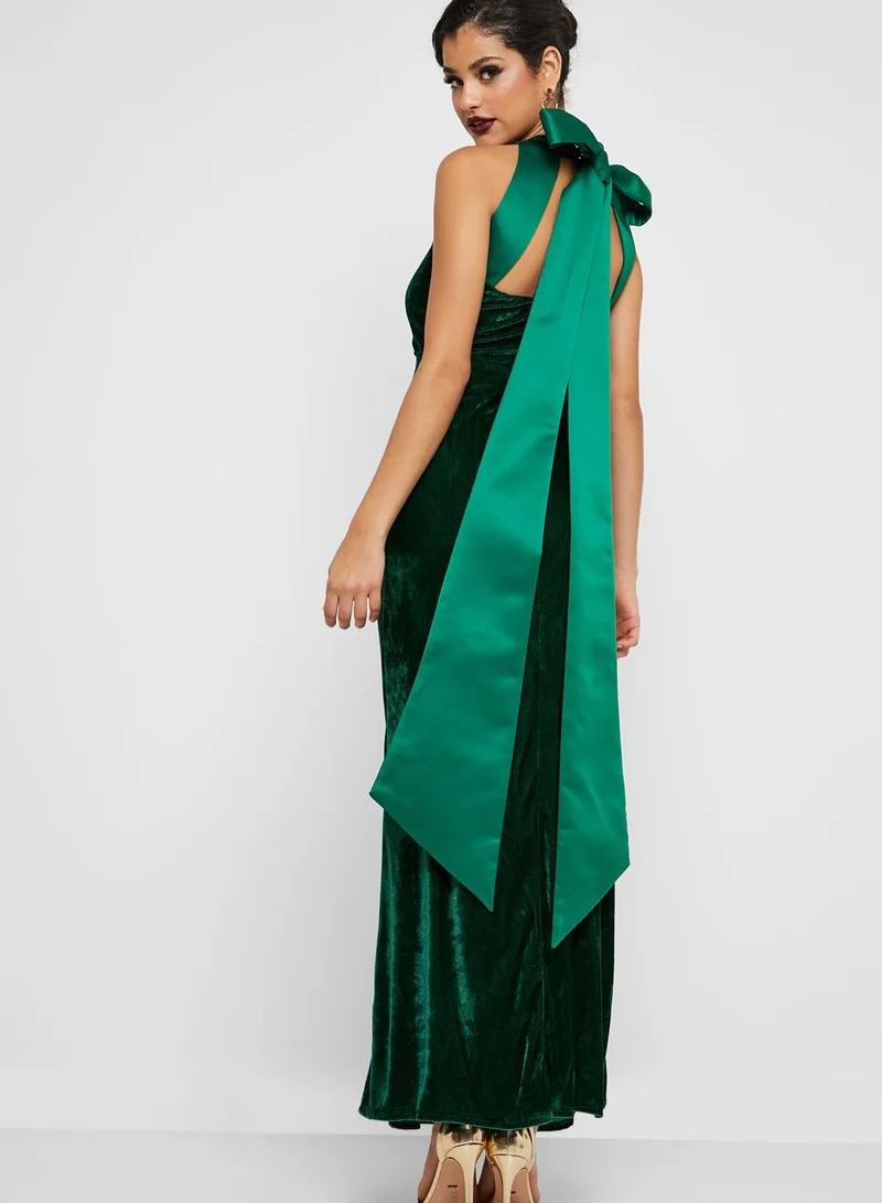 Ella Limited Edition Sash Neck Velvet Maxi Dress
