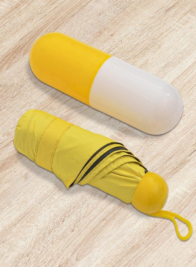 FABINALIV Yellow Solid 3 Fold Waterproof Compact Capsule Umbrella (FLUB-1014-Yellow) - Image 3