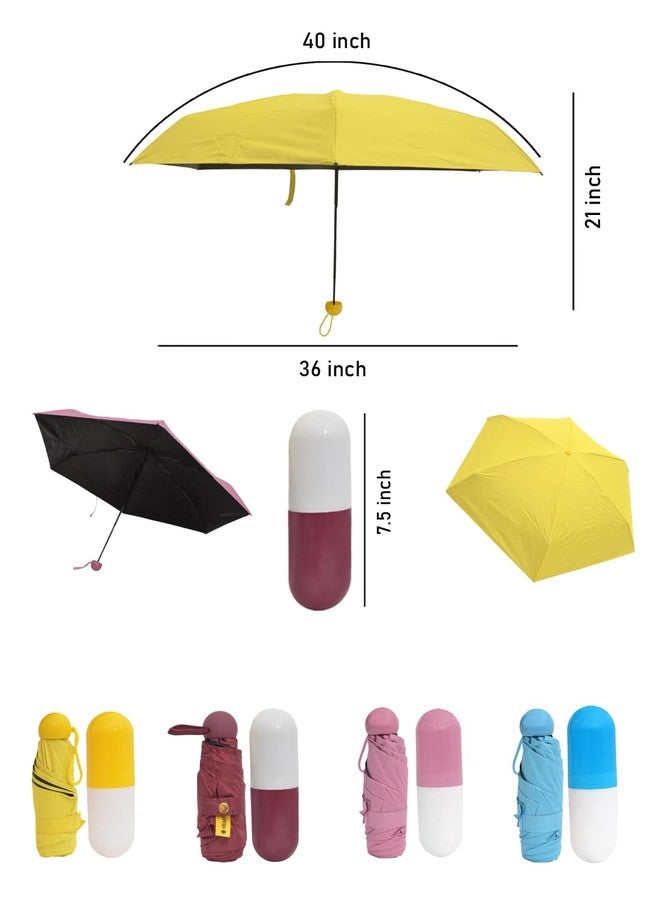 FABINALIV Yellow Solid 3 Fold Waterproof Compact Capsule Umbrella (FLUB-1014-Yellow) - Image 5