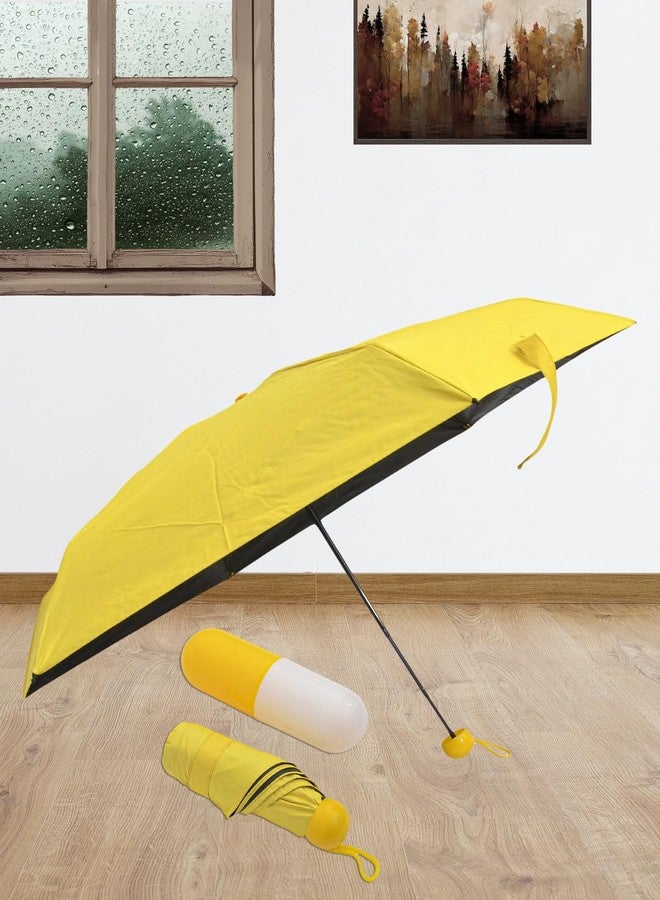 FABINALIV Yellow Solid 3 Fold Waterproof Compact Capsule Umbrella (FLUB-1014-Yellow) - Image 4