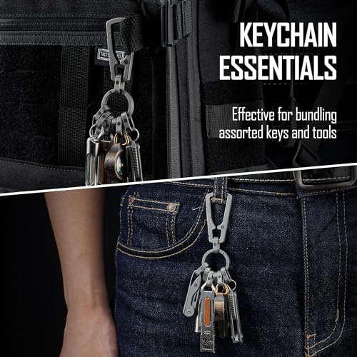 KeyUnity Titanium Carabiner Keychain Clip, Quick Release EDC Key Holder Organizer with Key Ring (KM22SW) - Image 2