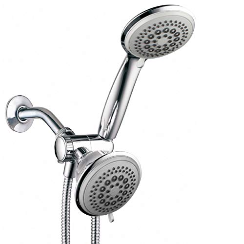 Dream Spa DreamSpa 36setting 3way Shower Head  Removable Shower Wand and Fixed Shower Combination  5foot Flexible Steel Hose ToolFree Installation Gray Face Chrome Finish - Image 1