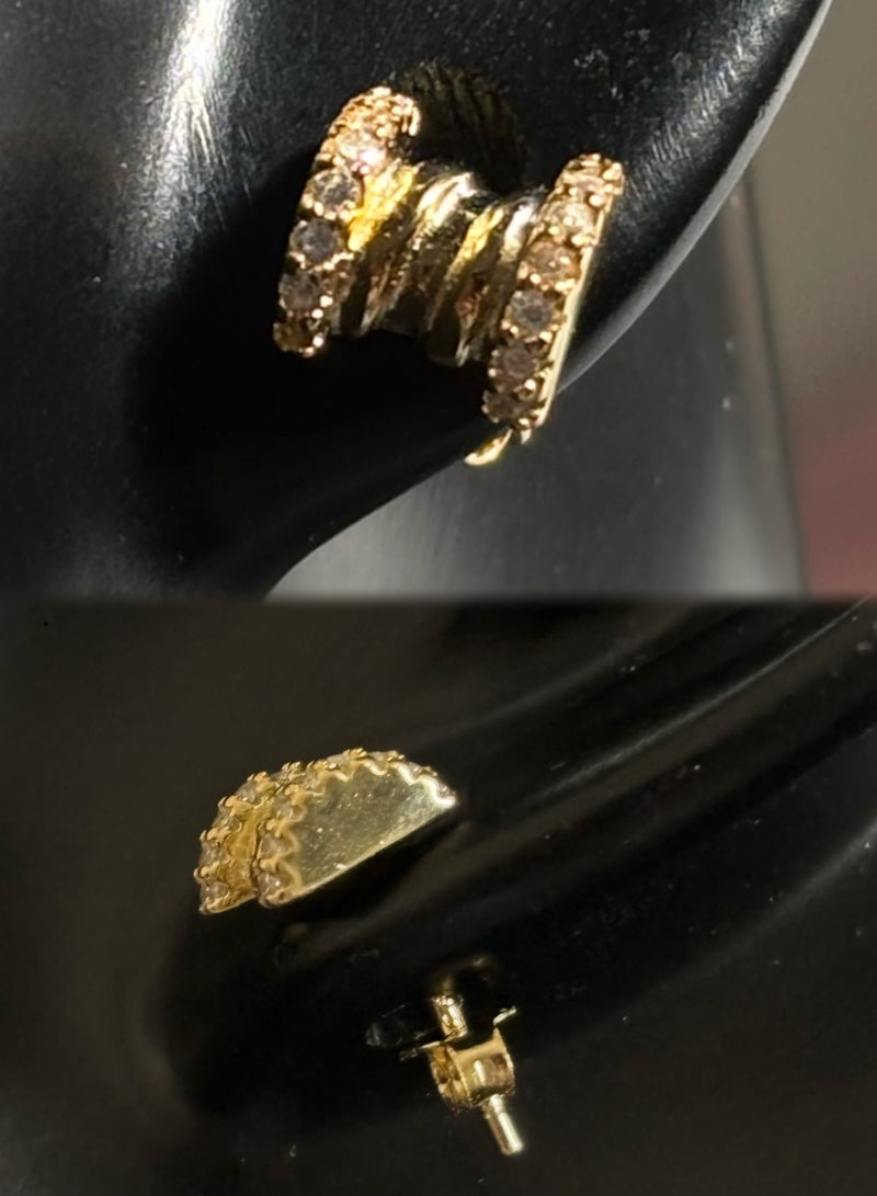 Plane Trees S925 Gold-Plated Sterling Silver Crystal Hoop Stud Earrings – Elegant & Minimalist Design - Image 2