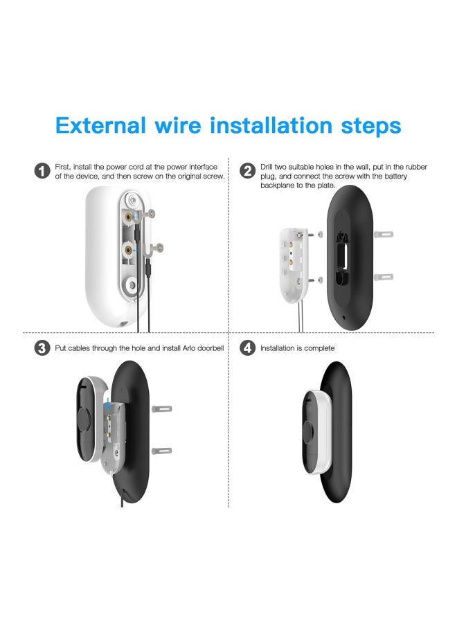 Wall Plate For Arlo Audio Doorbell Black/White 8.2x15.5centimeter - Image 2