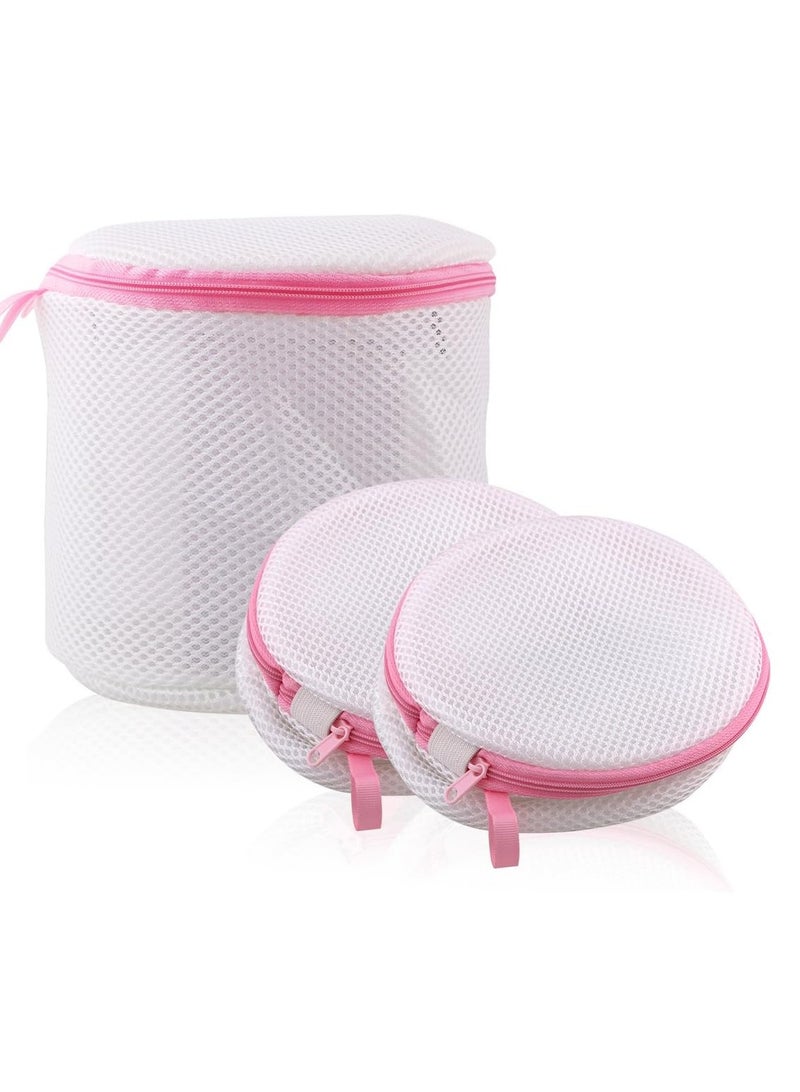 أكياس غسيل شبكية لغسل حمالات الصدر وأكياس غسيل الملابس الداخلية والجوارب باللون الأبيض - Image 3