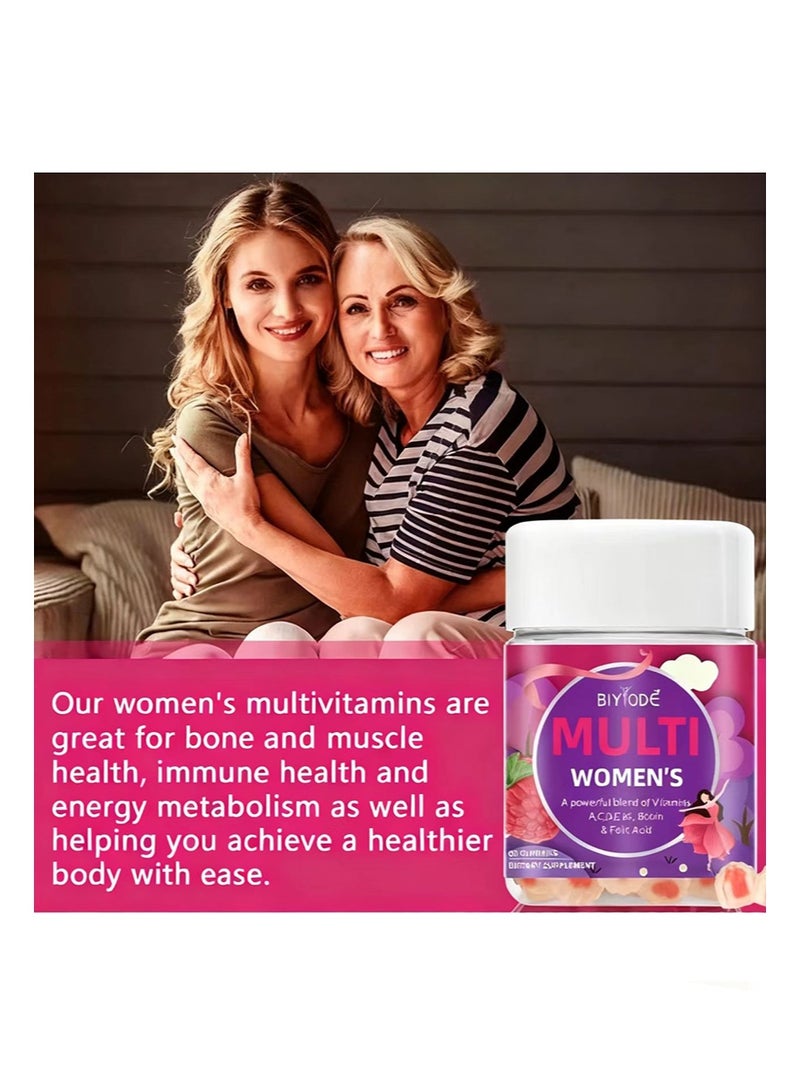 BIYODE Women's Multivitamin Gummy, Vitamins A, D, C, E, Biotin, Folic Acid, Adult Chewable Vitamin, Berry Flavor, 30 Day Supply - 60 Count - Image 4