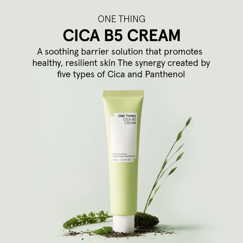 ONE THING CICA B5 Moisturizing Cream 2.36 fl.oz / 70ml | Korean Skincare, Ultimate Hydration and Barrier Strengthening for Sensitive Skin, Non-Greasy, Redness Relief - Image 2