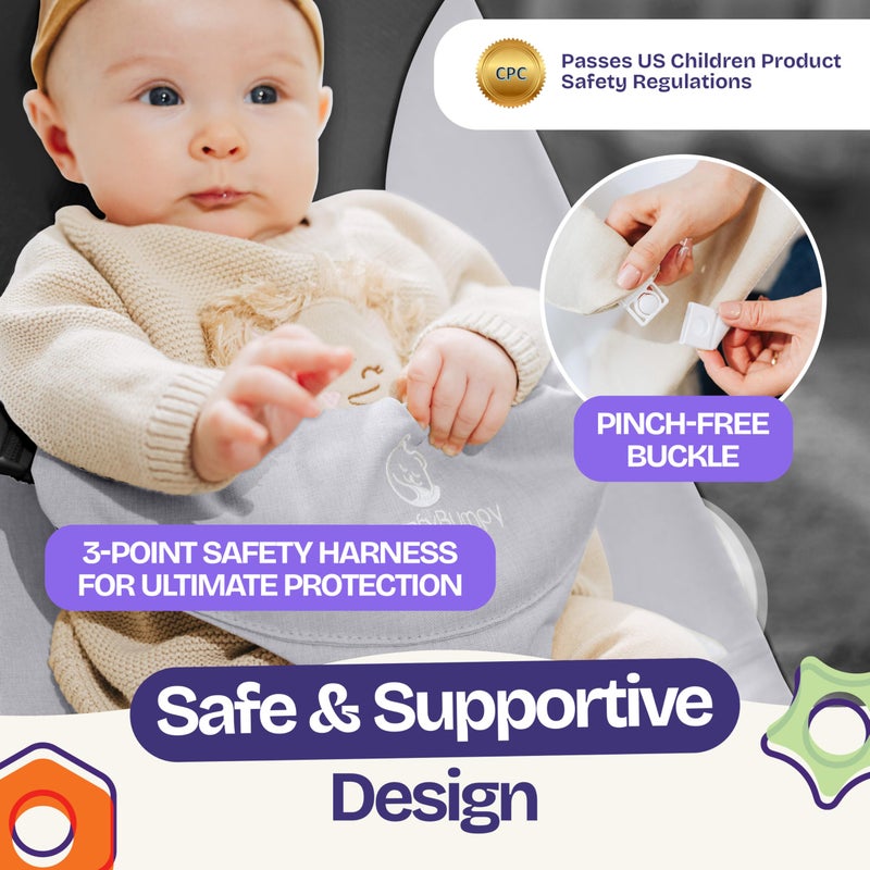 ComfyBumpy Ergonomic Baby Bouncer Seat - Bonus Travel Carry Case - Safe, Portable Bouncing Chair with Adjustable Height Positions - Infant Bouncy Seat Perfect for Newborn Babies (Grey) - Image 5