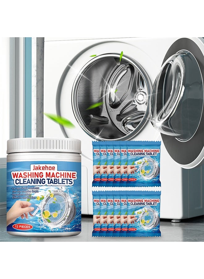 Jakehoe 12 Pieces Washing Machine Cleaner Effervescent Tablets, Washing Machine Cleaner Descaling Agent, Deep Cleaning Tablets, Suitable For Washing Machine Cleaning, Sterilization, Dirt Removal, Washing Machine Cleaner Tablets For Helps Remove Odor-Causing Residues - Image 2
