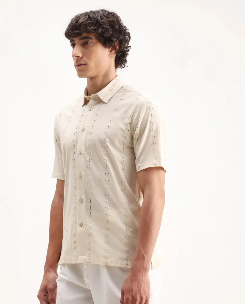 Rare Rabbit Men's Half Sleeve Regular Fit Shirt