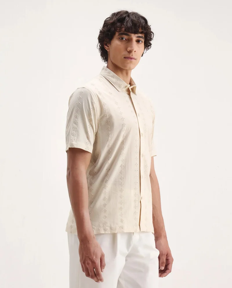 Rare Rabbit Men's Half Sleeve Regular Fit Shirt