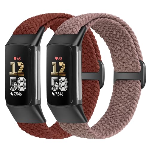 VNDAPT Elastic Braided Bands Compatible with Fitbit Charge 5/Fitbit Charge 6 for Women Men, Breathable Adjustable Stretchy Nylon Loop Sport Replacement Wristbands for Fitbit Charge 6 Charge 5 Straps - Image 1
