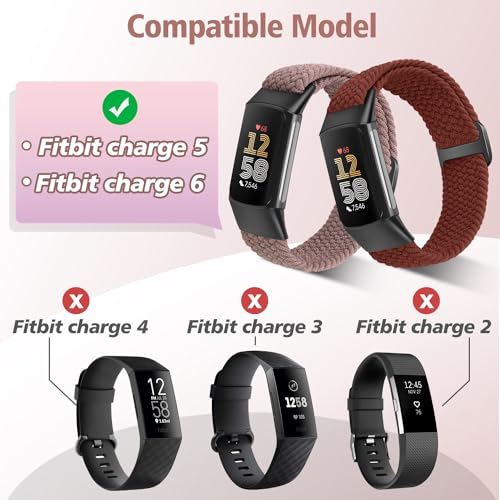 VNDAPT Elastic Braided Bands Compatible with Fitbit Charge 5/Fitbit Charge 6 for Women Men, Breathable Adjustable Stretchy Nylon Loop Sport Replacement Wristbands for Fitbit Charge 6 Charge 5 Straps - Image 4