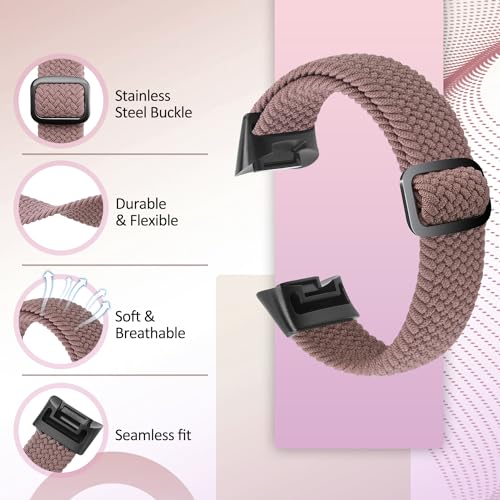 VNDAPT Elastic Braided Bands Compatible with Fitbit Charge 5/Fitbit Charge 6 for Women Men, Breathable Adjustable Stretchy Nylon Loop Sport Replacement Wristbands for Fitbit Charge 6 Charge 5 Straps - Image 3