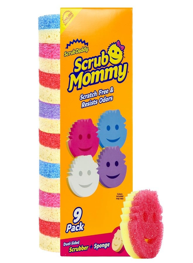 Scrub Daddy Scrub Mommy Kitchen Sponges for Dishes & Wiping Spills - Dual-Sided Dish Scrubber Sponge for Cleaning - Multi-Colored Bulk Pack - Stain & Odor Resistant (9 Count) - Image 1