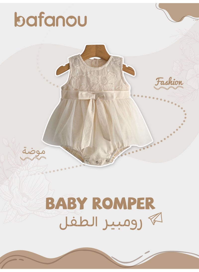 Bafanou Summer Baby Party Clothes Bodysuit Princess Dress Bow Embroidery Romper - Image 1