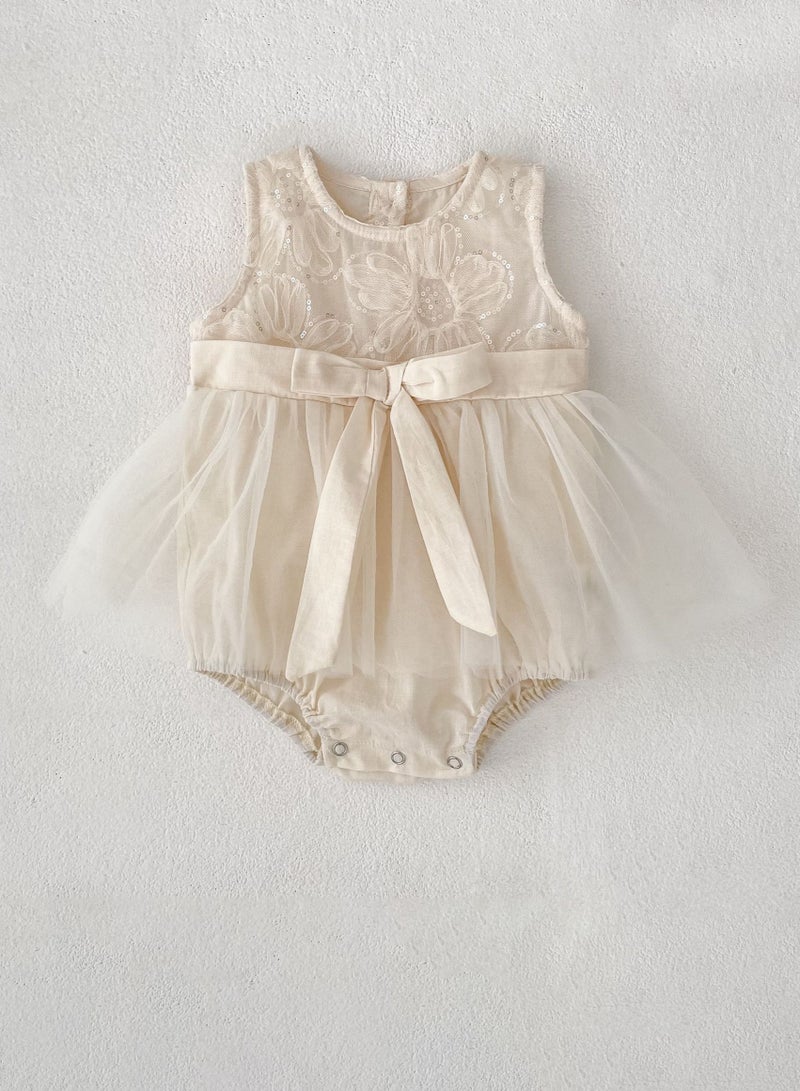 Bafanou Summer Baby Party Clothes Bodysuit Princess Dress Bow Embroidery Romper - Image 4