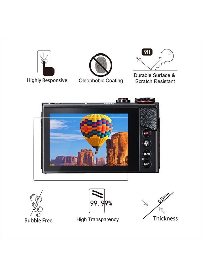 AKWOX [عبوة من 3 قطع] واقي شاشة من الزجاج المقوى لكاميرا Canon G7X Mark II G9X G9XII G7X G5X، غطاء حماية Akwox 9H LCD - Image 2