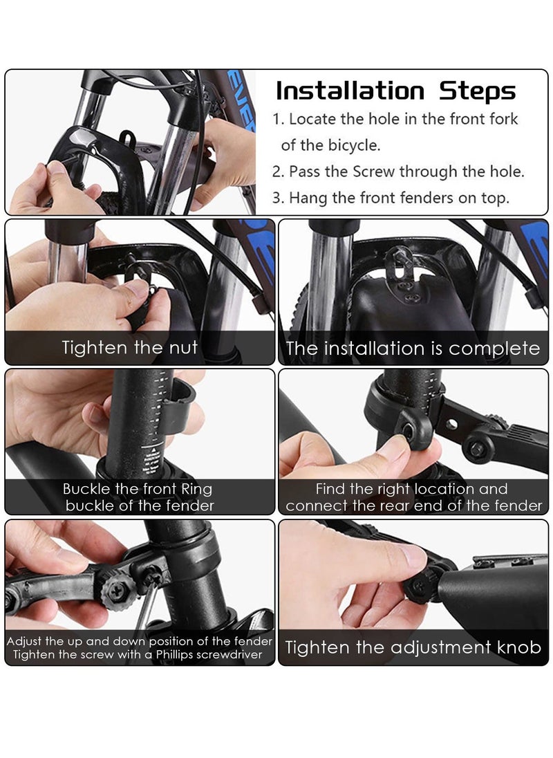 Y&D - Bike Fender Set, Universal Retractable Road Mountain Bicycle Mudguard Front and Rear Tires Mud Guard for 20"-26" - Image 1