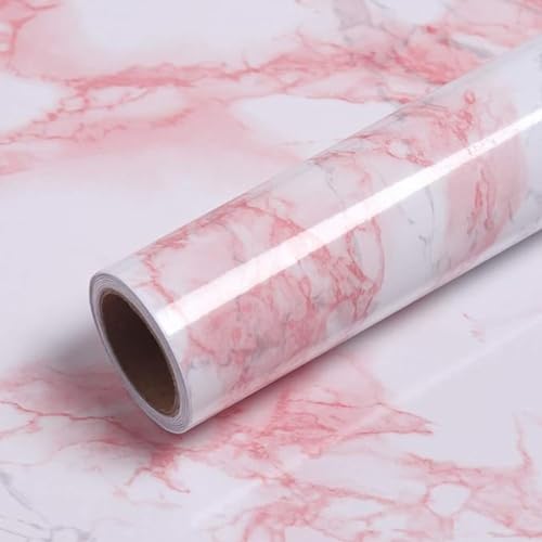 wall love Marble OilProof & Waterproof self-Adhesive Sheet Stickers Big Countertop Cabinet Furniture puja Room Kitchen,Home Sticker Wallpaper 60 x 200cm (Pink Wallpaper) - Image 1