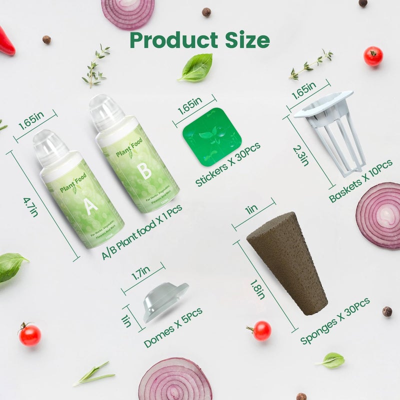LETPOT 77 Pcs Seed Pod Kits, Square Grow Anything Kit for Hydroponics, with 2 A&B Nutrient Plant Foods and 30 Sponges, 5 Domes, 10 Baskets, 30 Stickers, Compatible Mini and Other Brand - Image 1