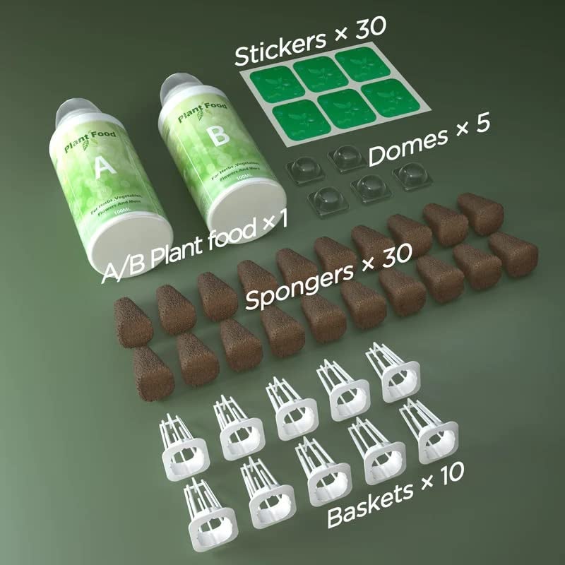 LETPOT 77 Pcs Seed Pod Kits, Square Grow Anything Kit for Hydroponics, with 2 A&B Nutrient Plant Foods and 30 Sponges, 5 Domes, 10 Baskets, 30 Stickers, Compatible Mini and Other Brand - Image 4