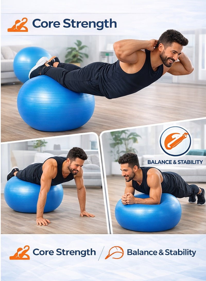 Liveup Sports Yoga Ball with Air Pump, Anti-Burst Slip-Resistant Exercise Ball for Gym, Pilates, Balance Training, Stability and Pregnancy, Supports Heavy Weight, Fitness Gym Equipment – Silver - Image 3