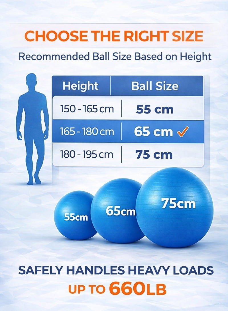 Liveup Sports Yoga Ball with Air Pump, Anti-Burst Slip-Resistant Exercise Ball for Gym, Pilates, Balance Training, Stability and Pregnancy, Supports Heavy Weight, Fitness Gym Equipment – Silver - Image 5