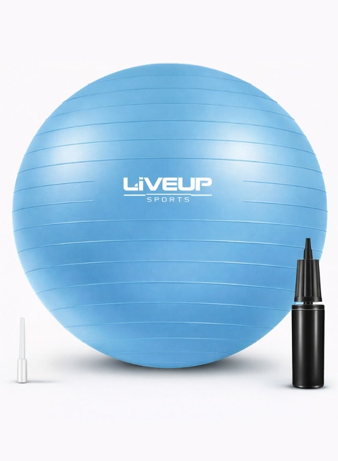 Liveup Sports Yoga Ball with Air Pump, Anti-Burst Slip-Resistant Exercise Ball for Gym, Pilates, Balance Training, Stability and Pregnancy, Supports Heavy Weight, Fitness Gym Equipment – Silver - Image 1