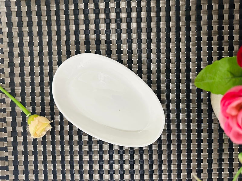 ALTAICA Porcelain Platter for Serving Momos Pasta Snacks Salad Perfect for Modern Kitchen Size - 16x10x2.5 CM - Image 1