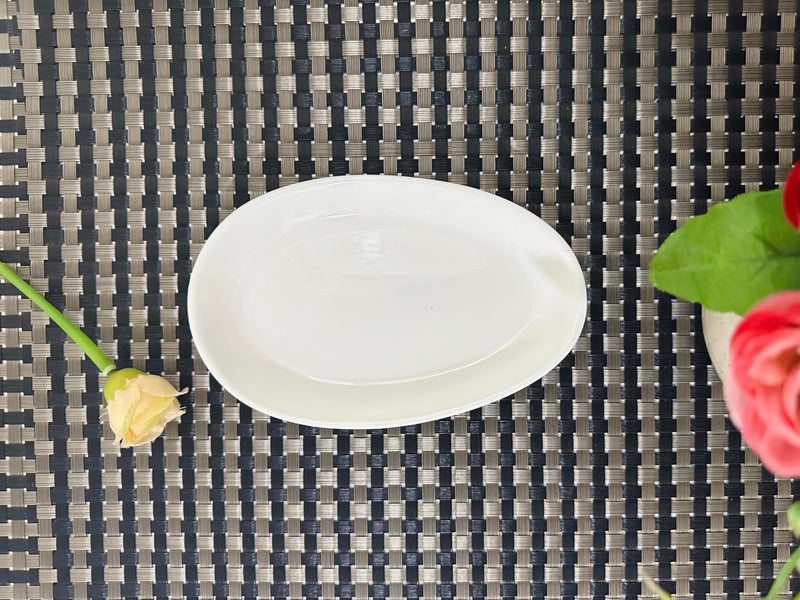 ALTAICA Porcelain Platter for Serving Momos Pasta Snacks Salad Perfect for Modern Kitchen Size - 16x10x2.5 CM - Image 2