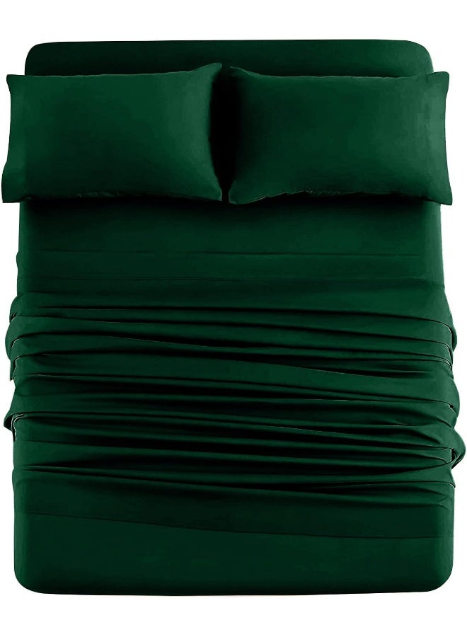 DAN RIVER DAN RIVER California King Jersey Sheet Set | Luxury Heather 100% Cotton Bed Sheets | T-Shirt Sheets | All Season Bedding | Soft Comfortable Deep Pocket Jersey Cotton Bed Sheets (4Pc, Cal King, Hunter Green)  - Image 1